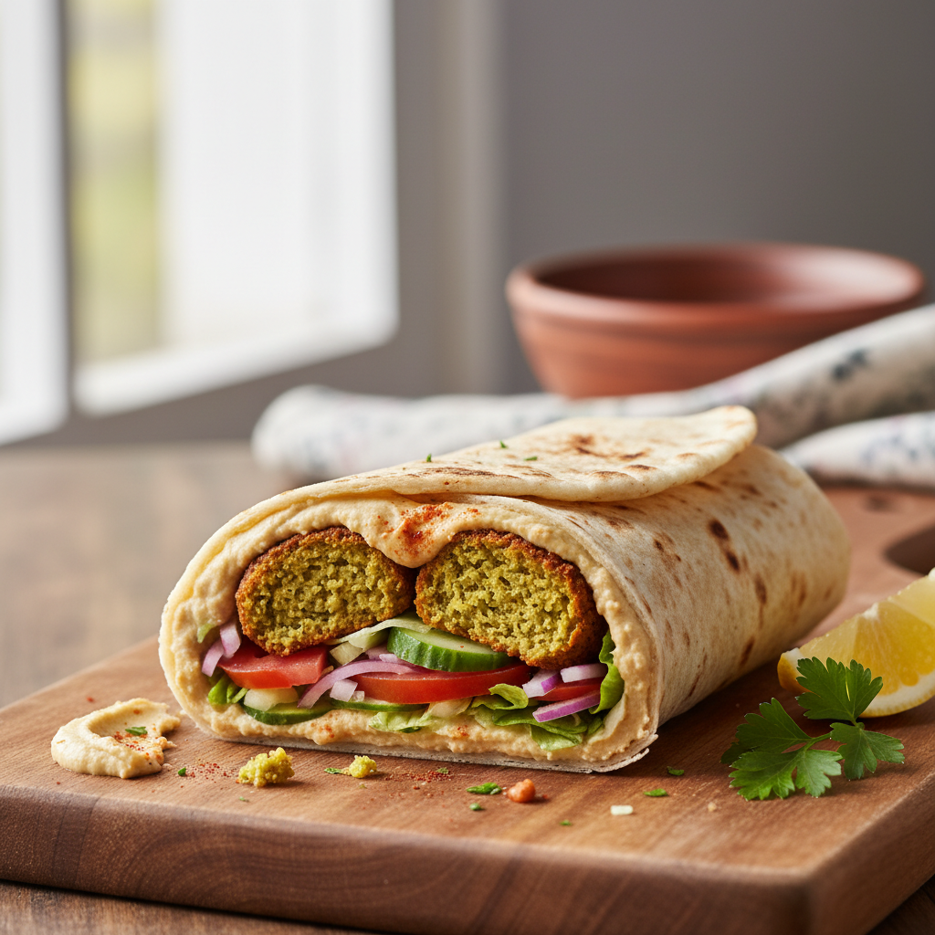 Healthy Falafel Hummus Wrap