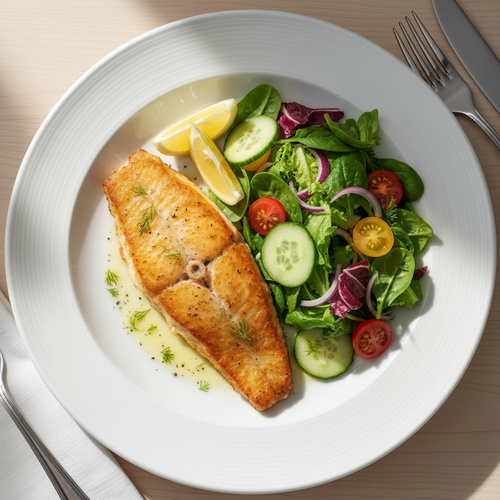 Healthy Pan-Seared Fish with Salad