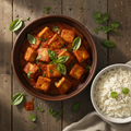 Paneer in Basil Tomato Sauce with Rice
