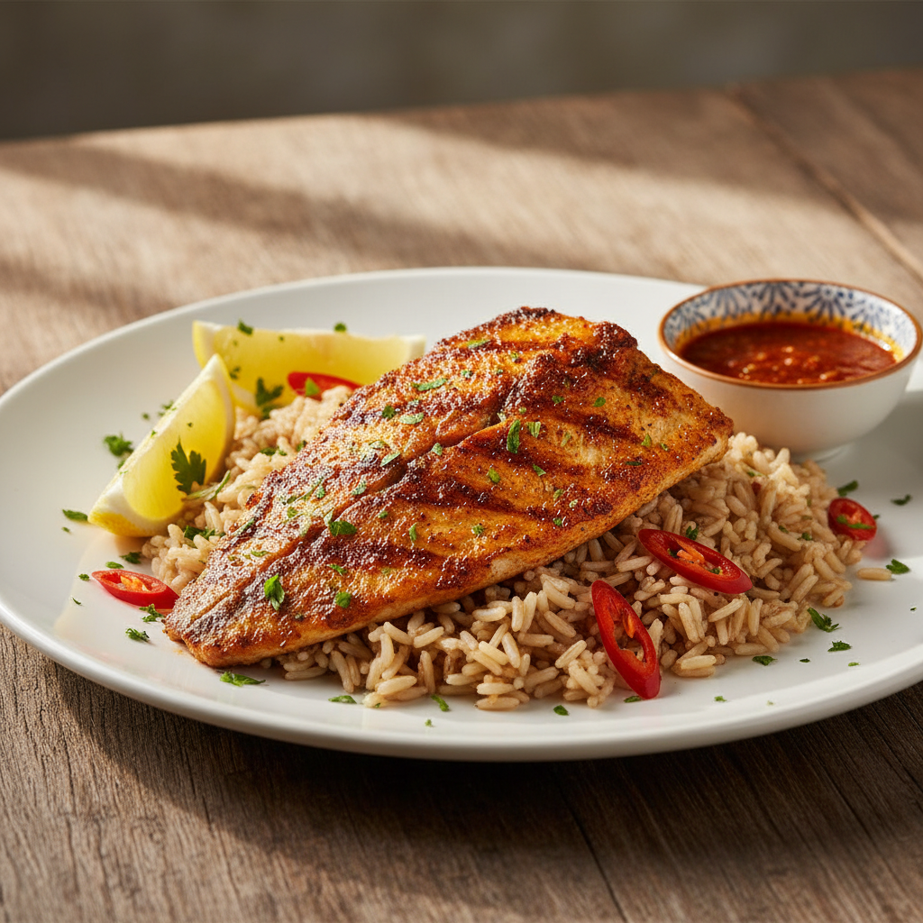 Peri Peri Fish with Brown Rice