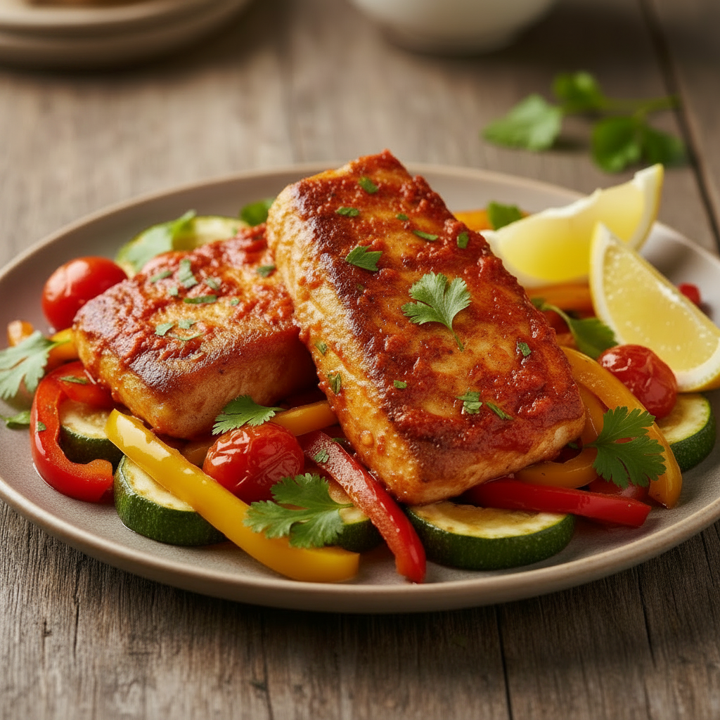 Peri Peri Fish with Sautéed Vegetables